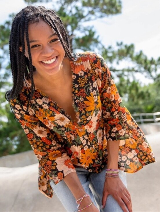 NATURAL LIFE Tops - Natural Life 100% Cotton Boho Floral V Neck Long Sleeve Top L/XL Large XL